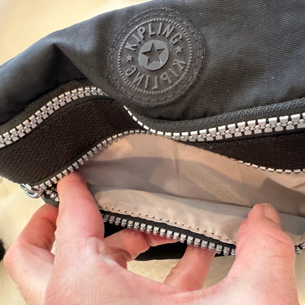 Kipling Black Waist Bag with Logo Patch and Monkey Keychain - Picture 4 of 9